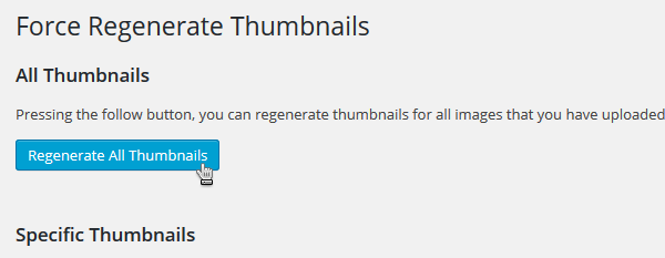 「Regenerate All Thumbnails」ボタンをクリック